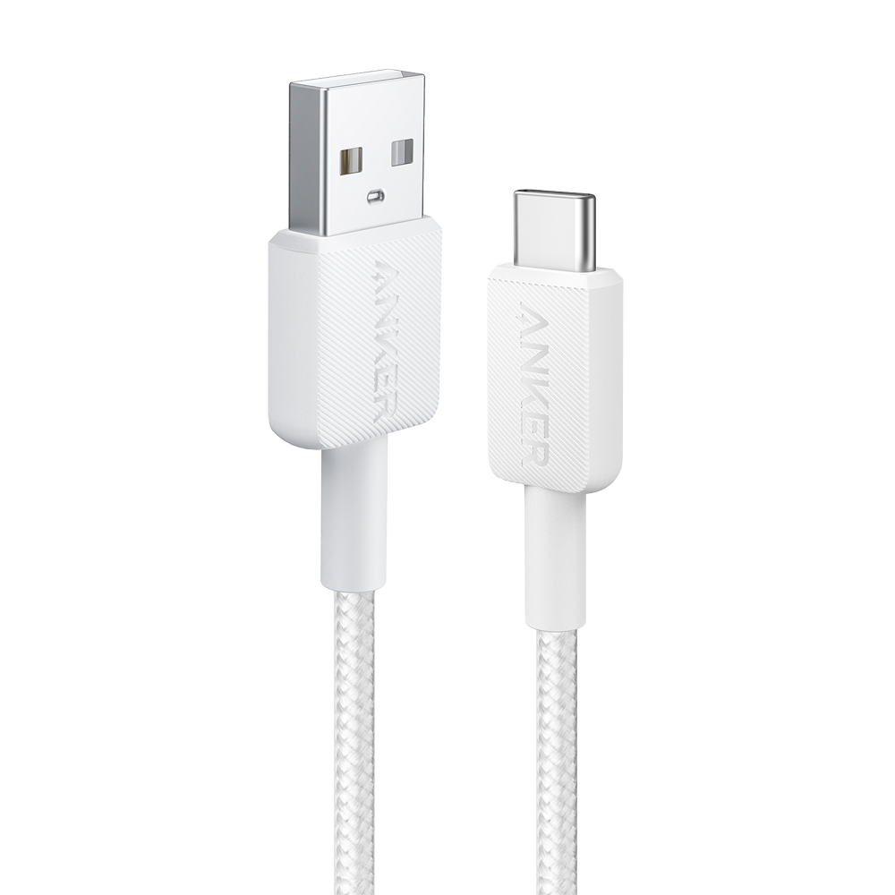 ANKER ANK-322-USBA-USBC-90-W - Anker - Cable USB2.0 - USB-A a USB-C - Cable de nylon trenzado - Longitud 0.9m - Carga rápida hasta 15W | Color blanco - imagen 1