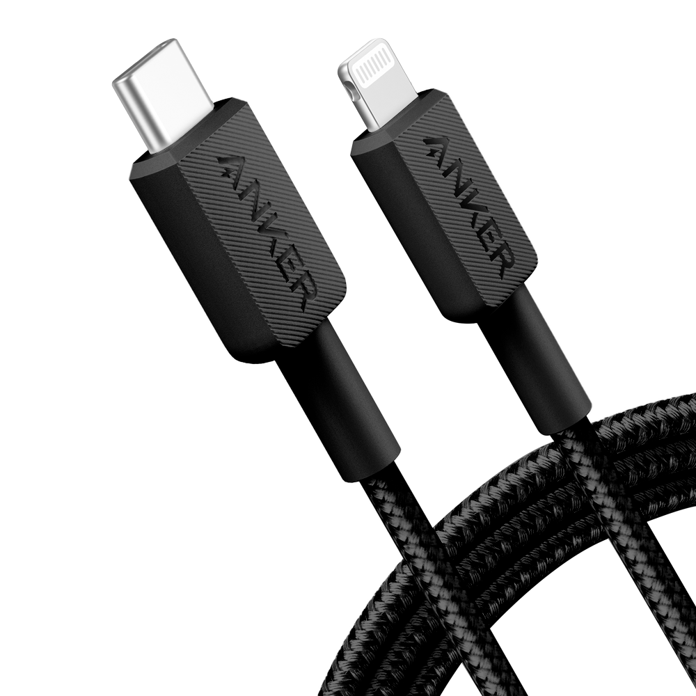 ANKER ANK-322-USBC-LGT-180-B - Anker - Cable USB2.0 - USB-C a Lightning - Cable de nylon trenzado - Longitud 1.8m - Carga rápida | Color negro