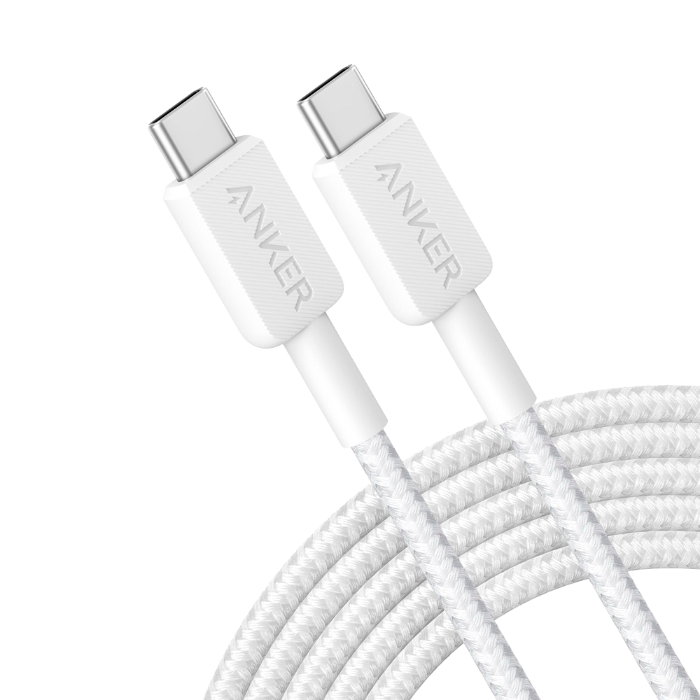 ANKER ANK-322-USBC-USBC-300-W - Anker - Cable USB2.0 - USB-C a USB-C - Cable de nylon trenzado - Longitud 3m - Carga rápida hasta 60W | Color blanco - imagen 1