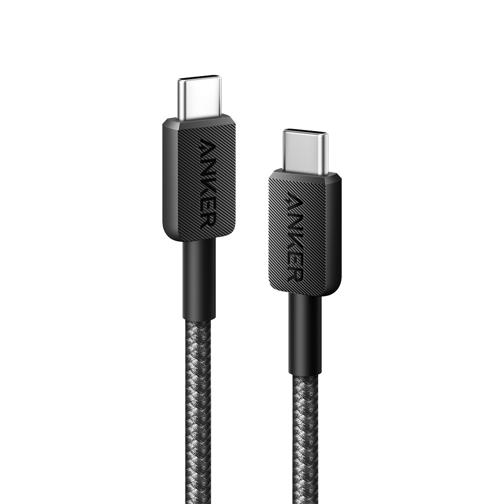 ANKER ANK-322-USBC-USBC-90-B - Anker - Cable USB2.0 - USB-C a USB-C - Cable de nylon trenzado - Longitud 0.9m - Carga rápida 60W | Color negro