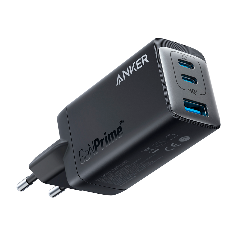 ANKER ANK-735-WCHARGER-65W1A2C-B - Anker - Cargador USB - Potencia 65W | Con tecnología GaNPrime - Carga rápida - Salidas 1x USB-A, 2x USB-C - Color negro - imagen 1