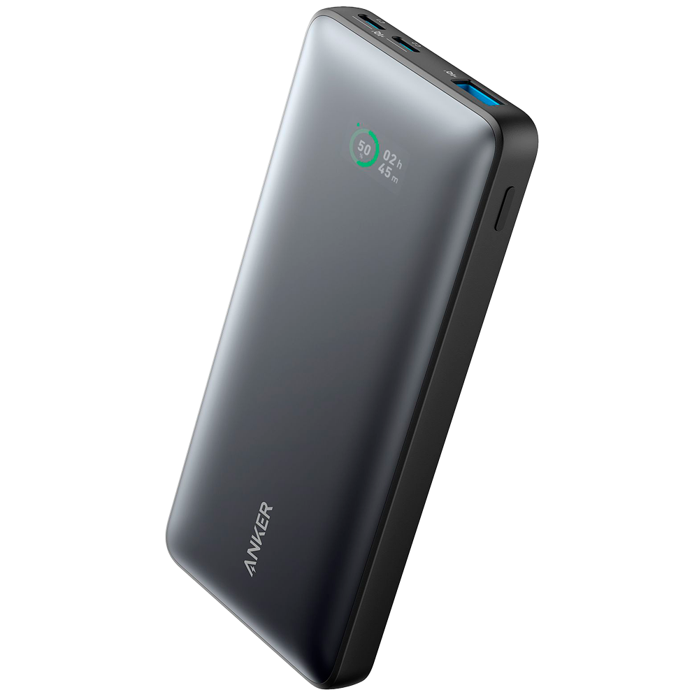 ANKER ANK-A1249-B - Anker Power bank con pantalla - Capacidad 10000mAh - Entradas cable integrado, Puerto USB-C - Salidas: 2xUSB-C, 1x USB-A - Carga rápida | 3 dispositivos a la vez - Color negro - imagen 1