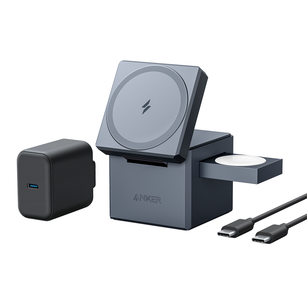 ANKER ANK-CUBE-3-IN-1-G - Anker - Estacion de carga inalámbrica 3 en 1 - Tecnología Magsafe - Para iPhone, Airpods y Apple Watch - Formato plegable y compacto - Carga rápida 3 dispositivos a la vez - imagen 1