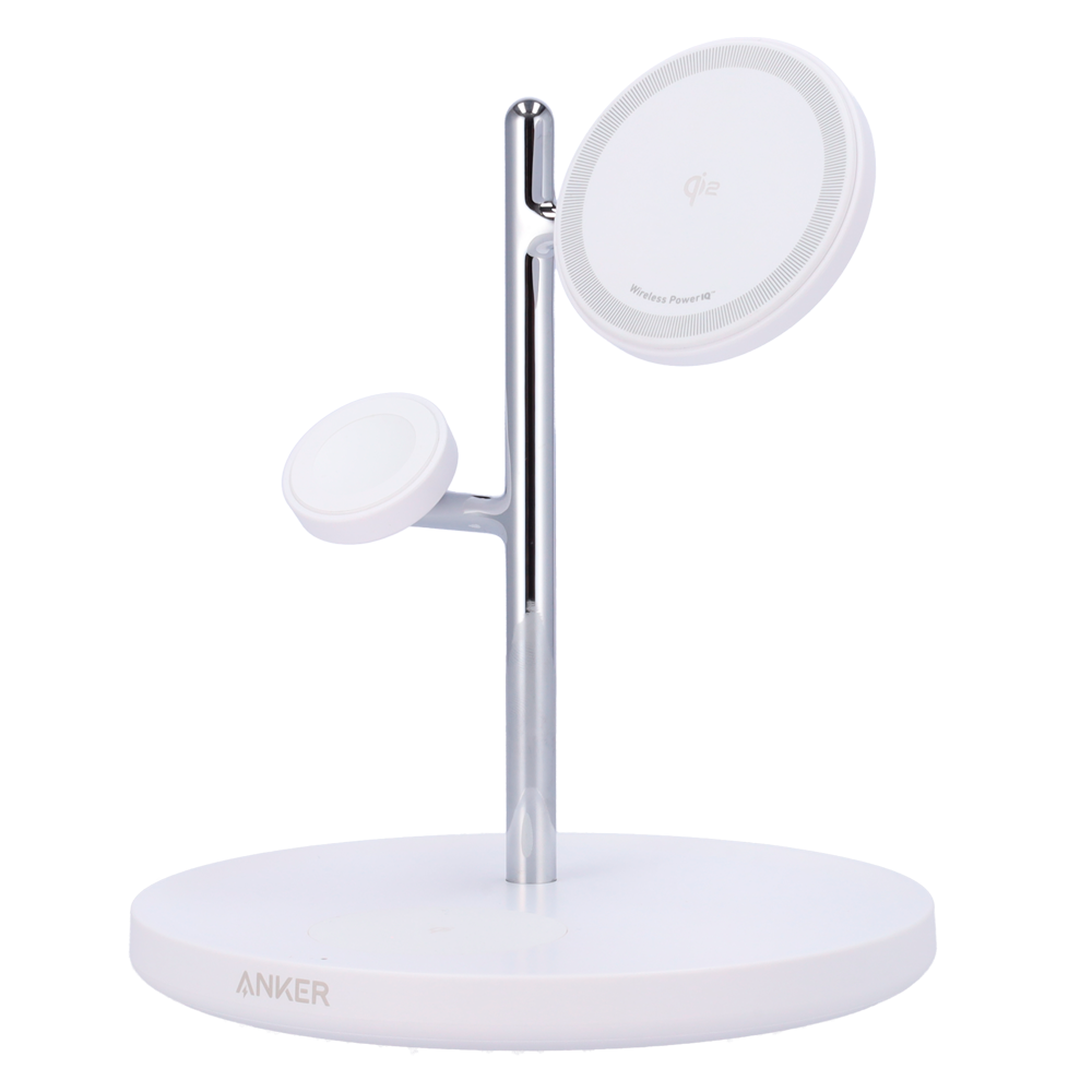 ANKER ANK-PADWCHARGER-3-IN-1-W - Cargador inalámbrico 3 en 1 Anker - Tecnología MagGo - Carga rápida: iPhone, Airpods, Apple Watch - Carga 3 dispositivos a la vez - Carga rápida 25W - Estructura plana | Color blanco - imagen 1