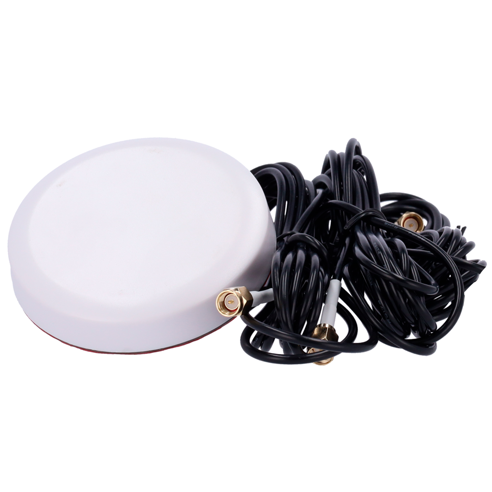 MARCA BLANCA ANT-4G24G-03D-G-O-ORV-W - Antena blanca 4G con GPS y Wi-Fi. - Frecuencia 4G de rango 824-2700 MHz. - Interfaz con 3 conectores de tipo SMA Macho. - Diseñada para instalación en techo de vehículo. - Ganancias de 4G 3dBi / Wi-Fi 3dBi / GPS 25dB - imagen 1