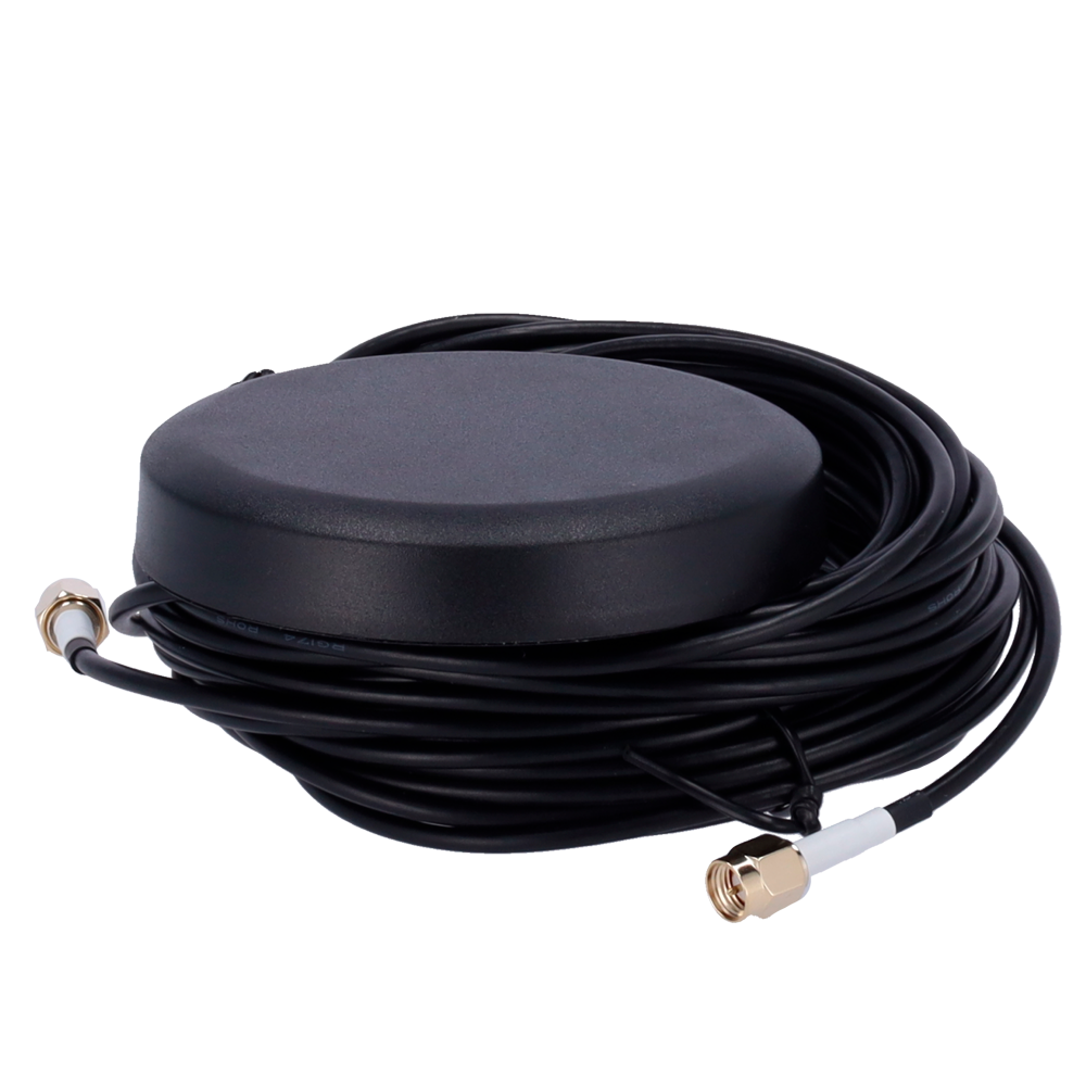 MARCA BLANCA ANT-4G24G-04D-O-O-ST-500 - Antena 4G y Wi-Fi - Frecuencia 4G 698-960/1710-2700MHz - Conector SMA Macho - Montaje en techo de vehículo - Ganancia 4G 4,4dBi / Wi-Fi 3,8dBi - Cable RG174 5 metros de longitud - imagen 1
