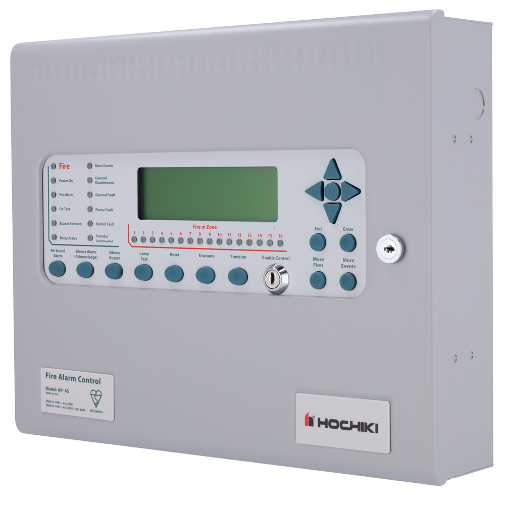HOCHIKI AP-1ASKS - Panel de incendio direccionable de 1 lazo - Corriente de bucle de 400 mA - 2 circuitos de sirena programables - 3 salidas de relé programables - 5 entradas programables - imagen 1