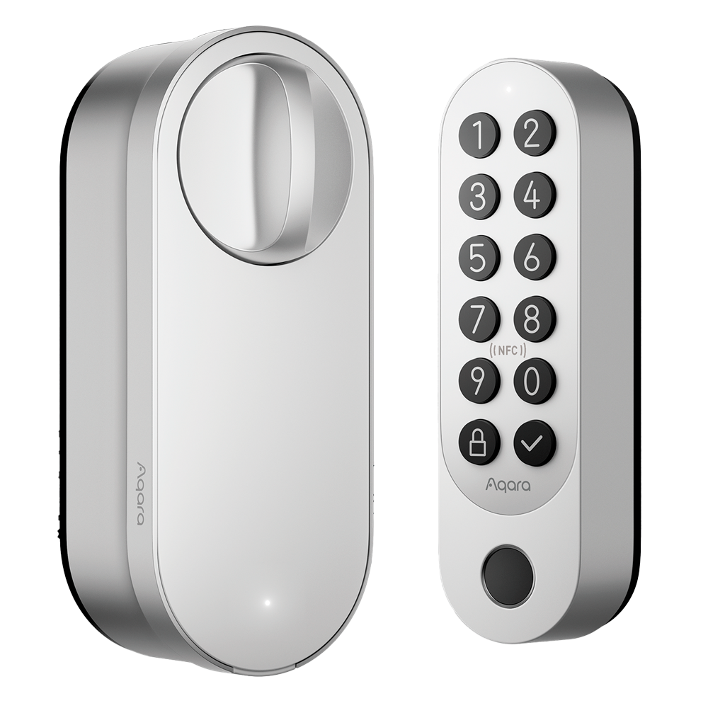 AQARA AQ-EL-D02D-S - Aqara Cerradura inteligente U200 Plata - Teclado inalámbrico con lector de huella por IA - Instalación directa sobre el cilindro existente - Thread / Bluetooth / Matter / Apple Home Key NFC - Soporta Batería de Li-Ion recargable / 4x - imagen 1