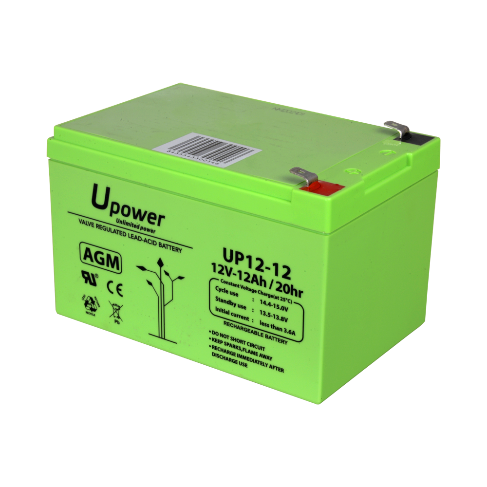 UPOWER BATT-1212-U - Upower - Batería recargable - Tecnología plomo ácido AGM - Voltaje 12 V - Capacidad 12.0 Ah - 101 x 151 x 98 / 3800 g - Para respaldo o uso directo - imagen 1