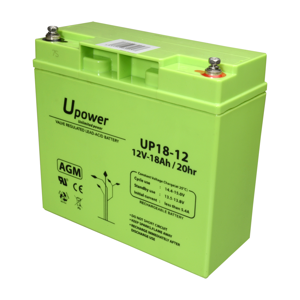UPOWER BATT-1218-U - Upower - Batería recargable - Tecnología plomo ácido AGM - Voltaje 12 V - Capacidad 18.0 Ah - 167.5 x 181.5 x 77 / 5700 g - Para respaldo o uso directo - imagen 1
