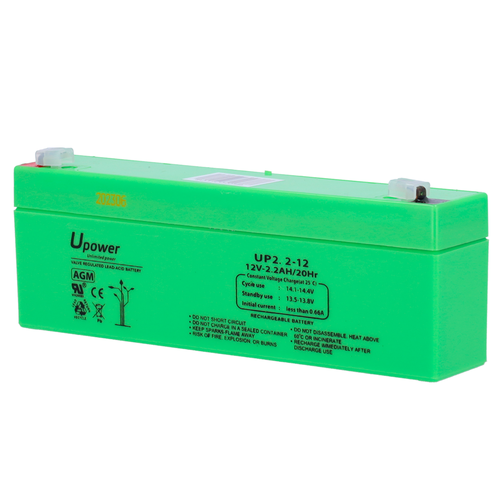 UPOWER BATT-1223-U - Upower - Batería recargable - Tecnología plomo ácido AGM - Voltaje 12 V - Capacidad 2.2 Ah - 66 x 178 x 35 mm/ 960 g - Para respaldo o uso directo - imagen 1