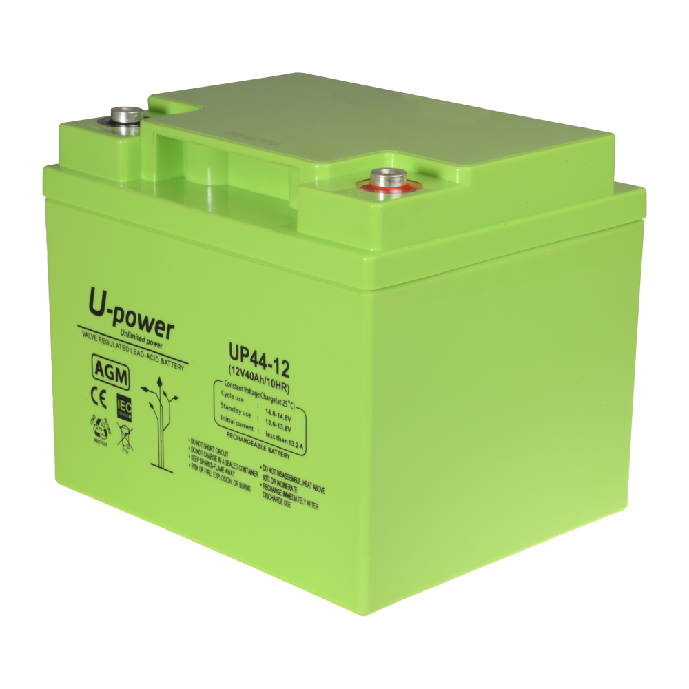 UPOWER BATT-1244-U - Upower - Batería recargable - Tecnología plomo ácido AGM - Voltaje 12 V - Capacidad 45.0 Ah - 170 x 197 x 165 mm / 14200 g - Para respaldo o uso directo