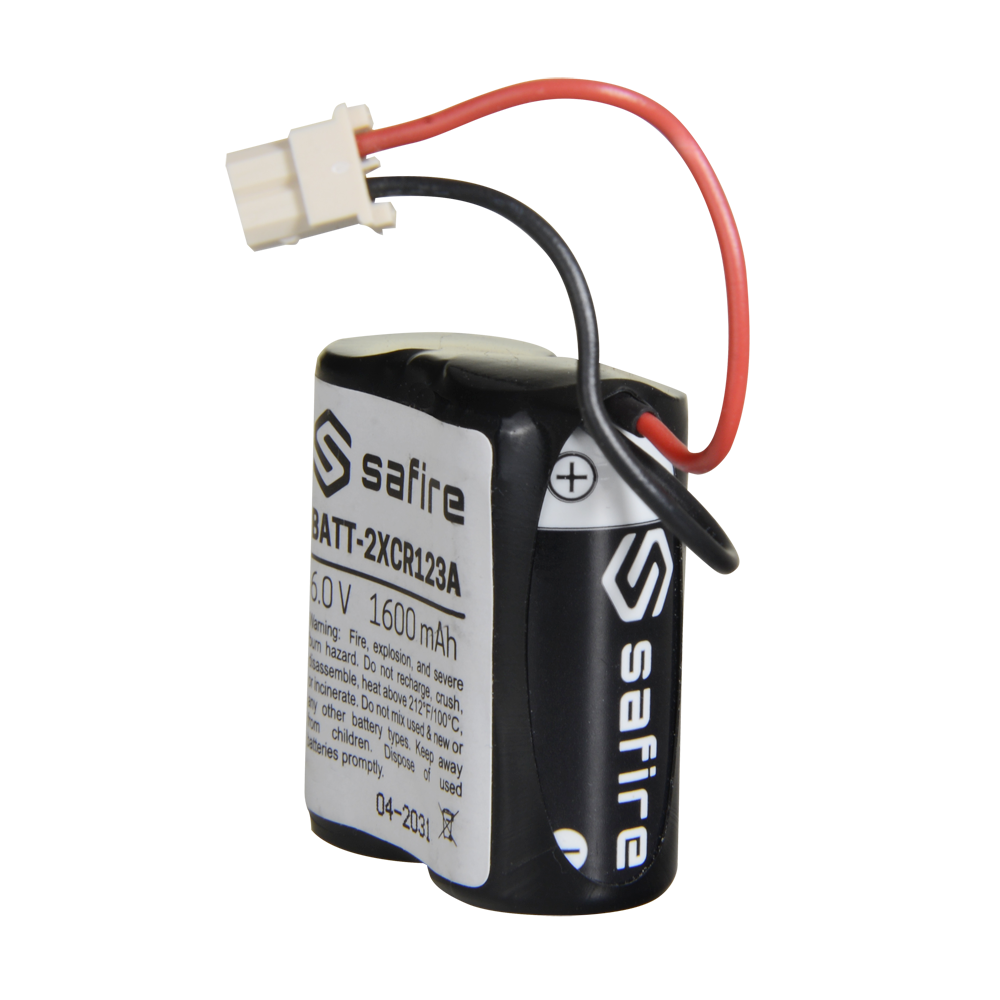 SAFIRE BATT-2XCR123A - Pack 2x Pilas CR123A / CR17345 / 5018LC - Safire - Litio Li-MnO2 no recargable - Tensión 6.0V / Retráctil Molex 5284 - Capacidad nominal 1600mAh - Compatible Visonic Next Cam PG2 y K9 PG2 - imagen 1