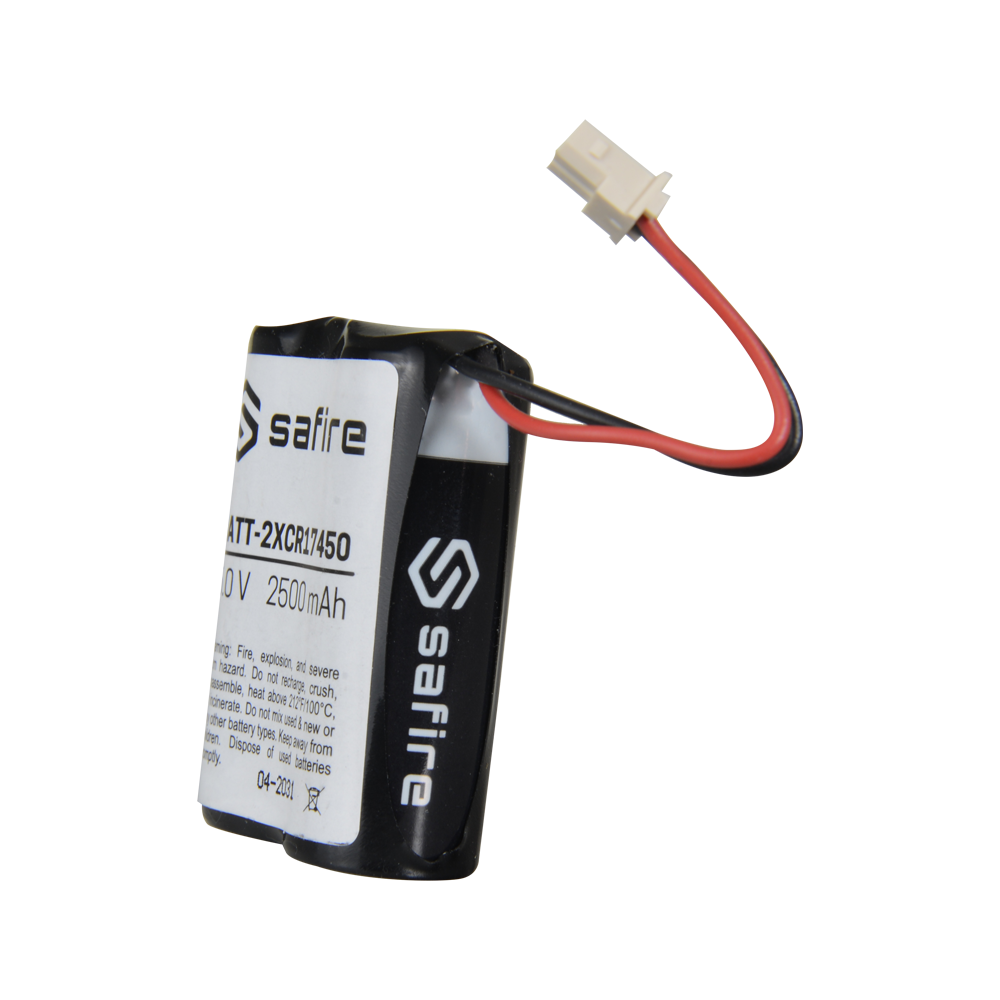 SAFIRE BATT-2XCR17450 - Pack 2x pilas CR17450 / 4/5A / CR8L - Safire - Litio Li-MnO2 no recargable - Tensión 6.0V / Retráctil Molex 5284 - Capacidad nominal 2500mAh - Compatible Visonic Next Cam PG2 y K9 PG2 - imagen 1
