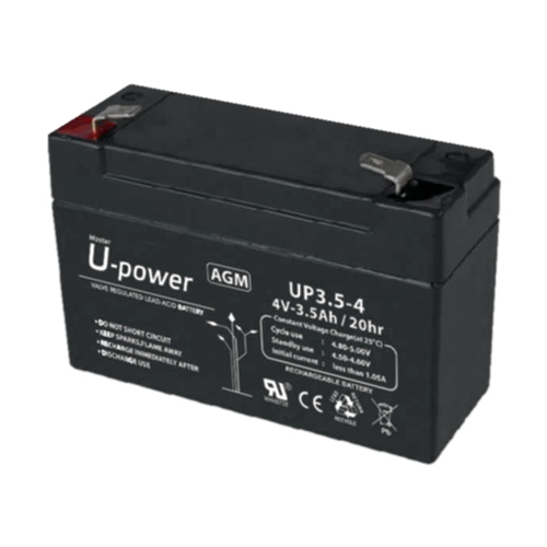 UPOWER BATT-4035-U - Upower - Batería recargable - Tecnología plomo ácido AGM - Voltaje 4 V - Capacidad 3.5 Ah - 65 x 90 x 34 / 420 g - Para respaldo o uso directo - imagen 1