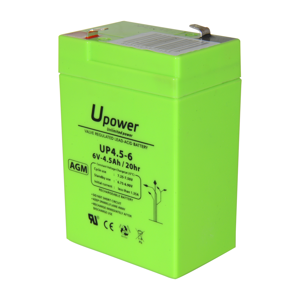 UPOWER BATT-6045-U - Upower - Batería recargable - Tecnología plomo ácido AGM - Voltaje 6 V - Capacidad 4.5 Ah - 106 x 70 x 47 / 810 g - Para respaldo o uso directo - imagen 1