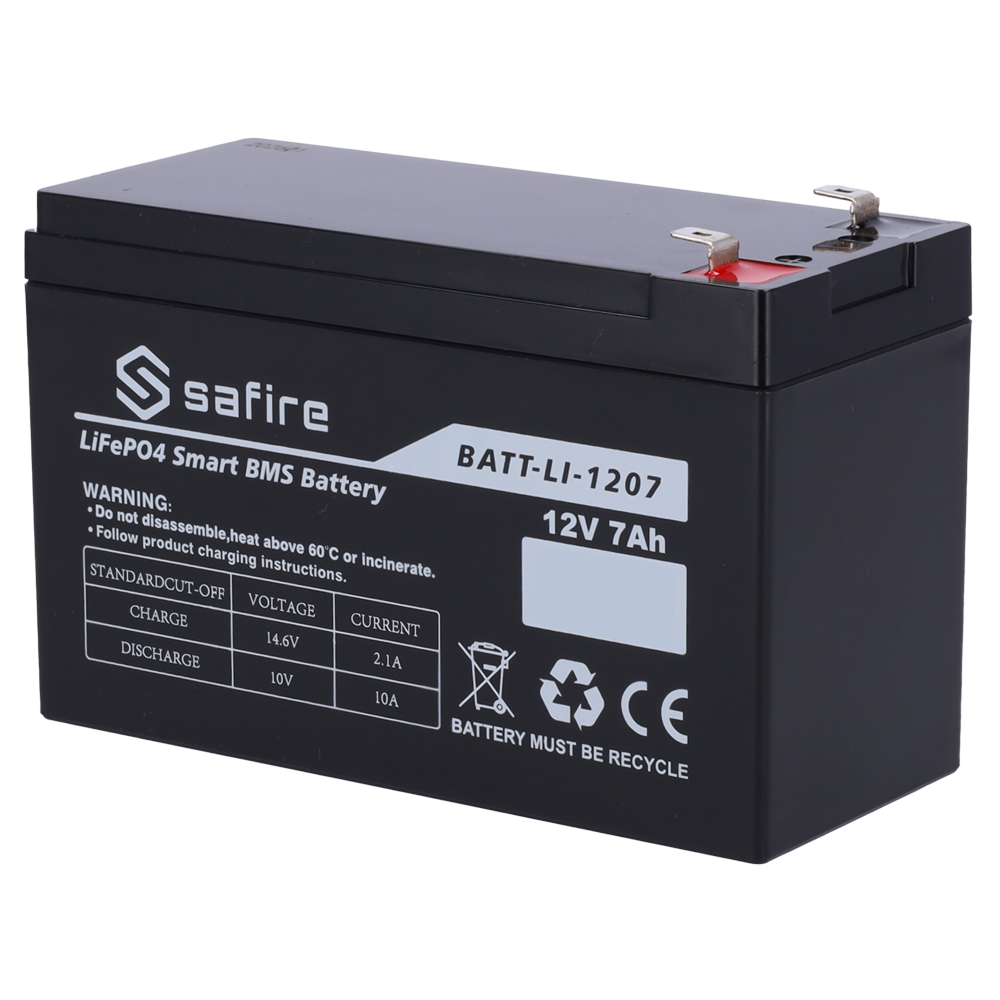 SAFIRE BATT-LI-1207 - Batería recargable - Litio LiFePO4 - Tensión 12V - Capacidad 7Ah - 3000 ciclos - 151 (An) x 97 (Al) x 65 (Fo) mm / 0.8Kg - imagen 1