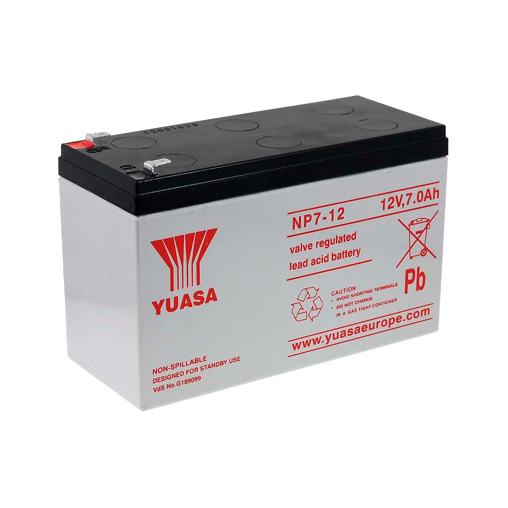 YUSA BATT-NP7-12 - Yuasa NP7-12 - Batería recargable - Tecnología plomo ácido AGM - Capacidad 7 Ah / 12 V - 65 x 151 x 97.5 / 2200 g - Para respaldo o uso directo