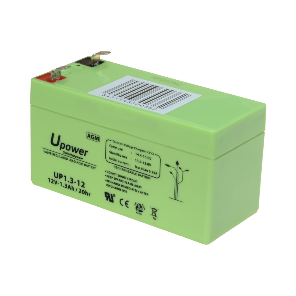 OEM BATT-1213-U - Upower - Batería recargable - Tecnología plomo ácido AGM - Voltaje 12 V - Capacidad 1.3 Ah - 58 x 97 x 43 mm / 570 g - Para respaldo o uso directo