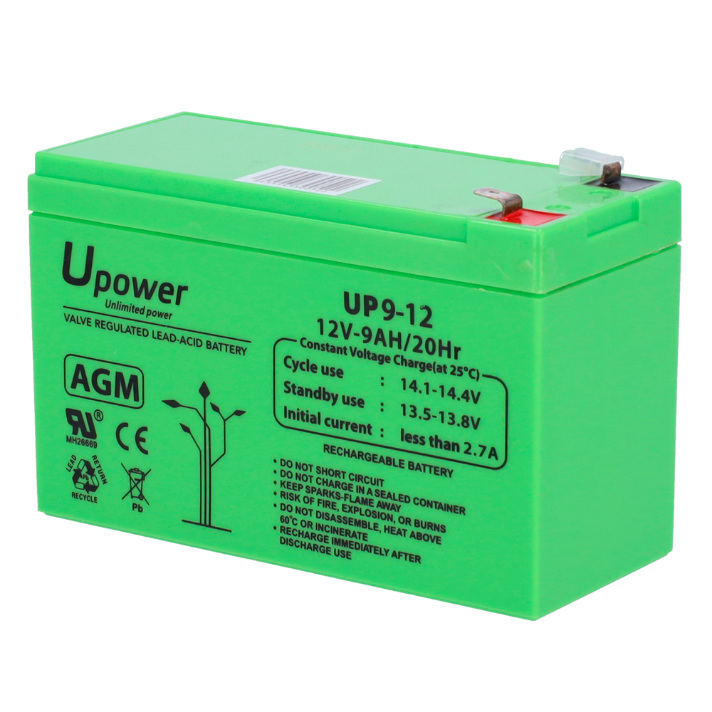 UPOWER BATT1290-U - Upower - Batería recargable - Tecnología plomo ácido AGM - Voltaje 12 V - Capacidad 9.0 Ah - 95 x 151 x 65 mm / 2660 g - Para respaldo o uso directo - imagen 1