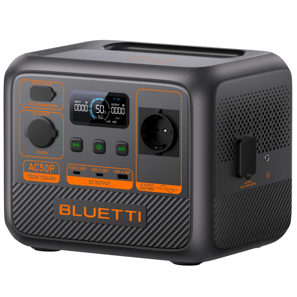 BLUETTI BL-AC50P - Batería portátil Bluetti - Gran capacidad 504Wh (18Ah) - Potencia pico 1200W - Salidas y formas de recarga múltiples - 3000 ciclos de vida | Función UPS | IP65 - Pantalla LCD | Control a través la APP - imagen 1