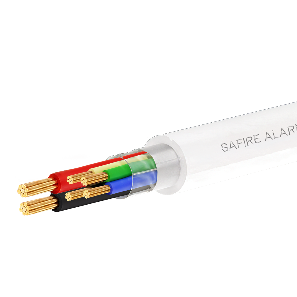 SAFIRE CA4P2-100-H-Cca-WHITE - 4 conductores de señal + 2 de alimentación - Conductor Aluminio recubierto de Cobre - Pantalla Aluminio y poliéster - Rollo de 100 metros - Certificado CPR Eca - Bajas pérdidas - imagen 1