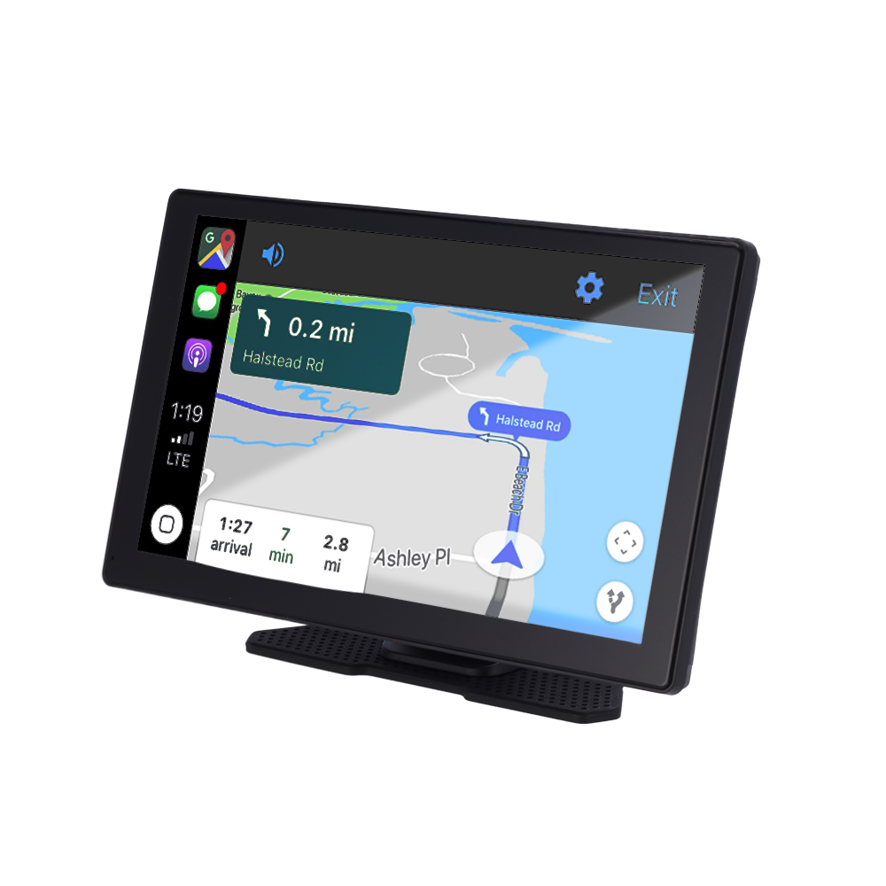 MARCA BLANCA CAR-MONITOR-9 - Carplay 9" táctil - Cámara 4K y cámara adicional 1080P - Android &amp; IOS compatible - Grabación en tarjeta microSD compatible - Salidas de audio por altavoz integrado BLE, FM - Acelerómetro integrado de 3 ejes - imagen 1