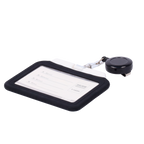 MARCA BLANCA CARD-HOLDER-CLIP-BLACK - Porta-tarjetas - Cordón retráctil y disposición de clip - Disposición vertical - Láminas de plástico protectoras - Fabricado en silicona - Color negro - imagen 1