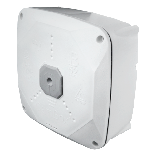 CAMBOX CBOX-B52PROS - Caja de conexiones - Para cámaras domo | 145(Al) x 145(An) x 50(Fo)mm - Doble sellado para exterior - Nivel de agua para correcto posicionamiento - Imán interior para fijar tornillos - Fabricada en plástico | Color blanco - imagen 1