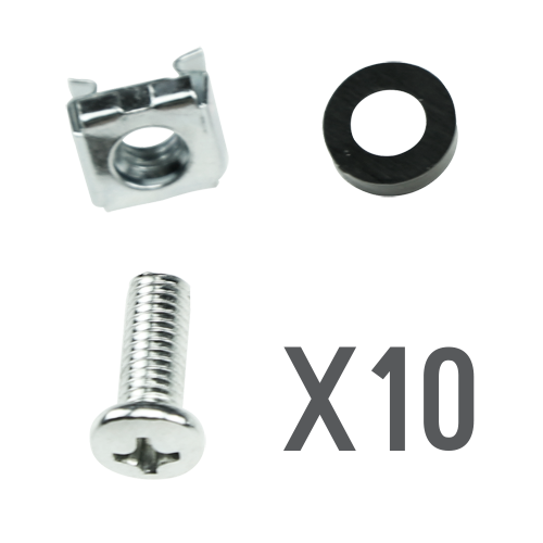MARCA BLANCA CN-M6 - Tornillería - Apto para racks - Métrica M6 - 10 unidades - Tuerca - Tornillo y separador