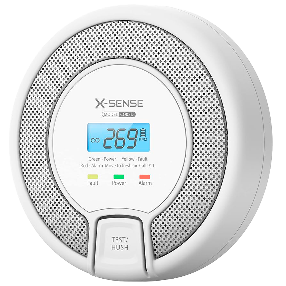 X-SENSE CO03D-W - Detector de CO autónomo X-Sense - Permite conectar 24 detectores por RF 868MHz - Batería reemplazable - Indicador luminoso y alarma sonora 85 dB a 3m - Botón de Test y pantalla LCD - Certificado EN 50291 - imagen 1