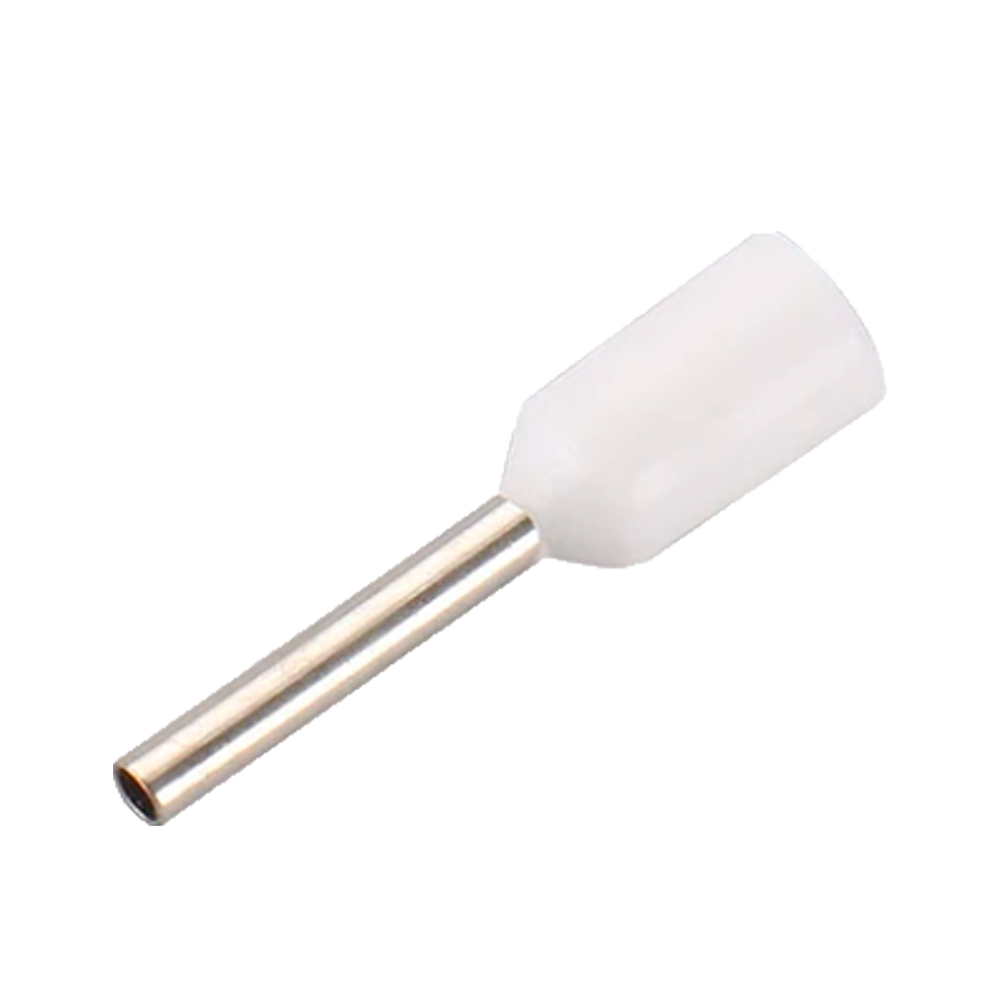 MARCA BLANCA CON-E0508-FERRULE - Punteras huecas de crimpado - Para Cables eléctrico - Sección del conductor 0.5mm² / AWG 22 - Color blanco - 200 Unidades