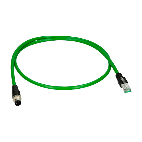 SAFIRE CON-M12-RJ45 - Conector adaptador M12 macho a RJ45 macho - Ethernet - Especial para aviación - Longitud 0.1 m - imagen 1