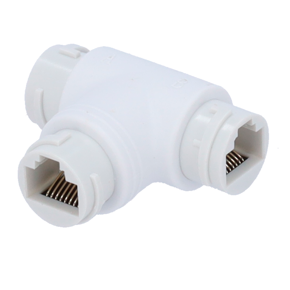 MARCA BLANCA CON-RJ45-T-W - Adaptador RJ45 - Conector entrada RJ45 hembra - Conector salida 2 RJ45 hembra - Compatible UTP - IP66 - Color blanco - imagen 1
