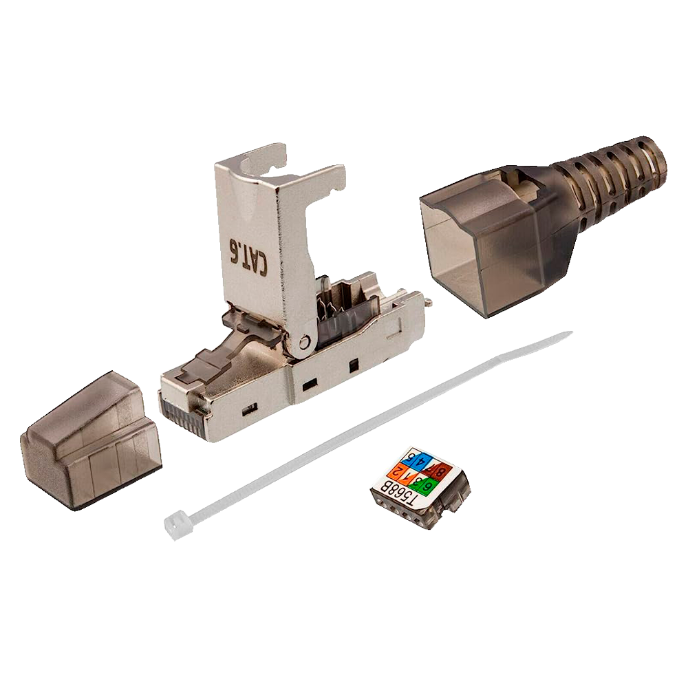 SAFIRE CON300-FTP6-TL - Conector RJ45 - Compatible con cable FTP Cat 6 - Carcasa de metal - Fácil instalación sin necesidad de herramientas