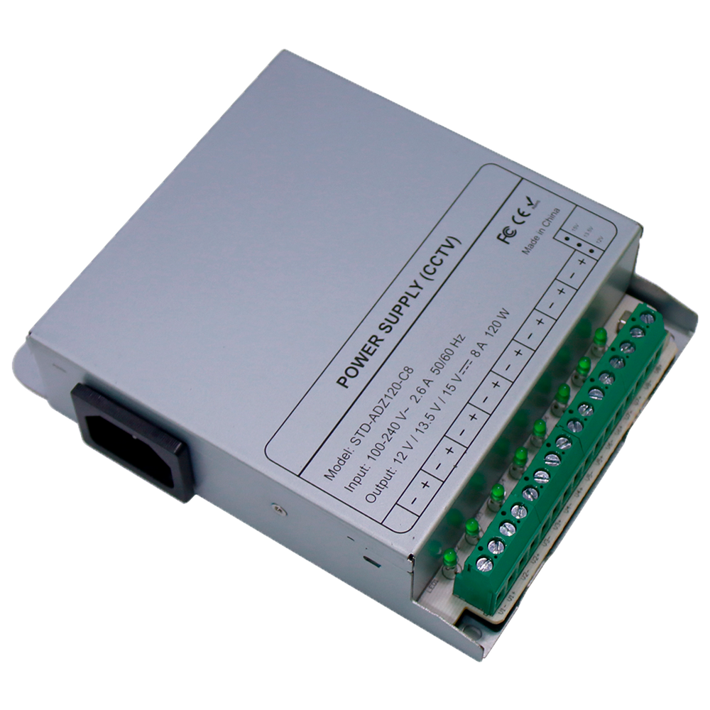 MARCA BLANCA DC12V10A-8-DIN - Fuente de alimentación conmutada - Salida DC 12 V 10 A / 120 W - 8 salidas - Voltaje entrada 100 V ~ 240 V - 33 (Al) x 140 (Fo) x 108 (An) mm - Montaje en carril DIN - imagen 1