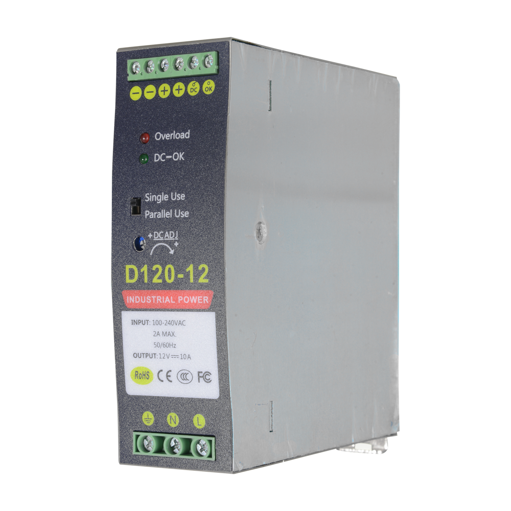 MARCA BLANCA DC12V10A-DIN - Fuente de alimentación conmutada - Salida DC 12 V 10 A / 120 W - 2 salidas - Voltaje entrada 90 V ~ 264 V - 135 (Fo) x 121 (Al) x 40 (An) mm - Montaje en carril DIN - imagen 1