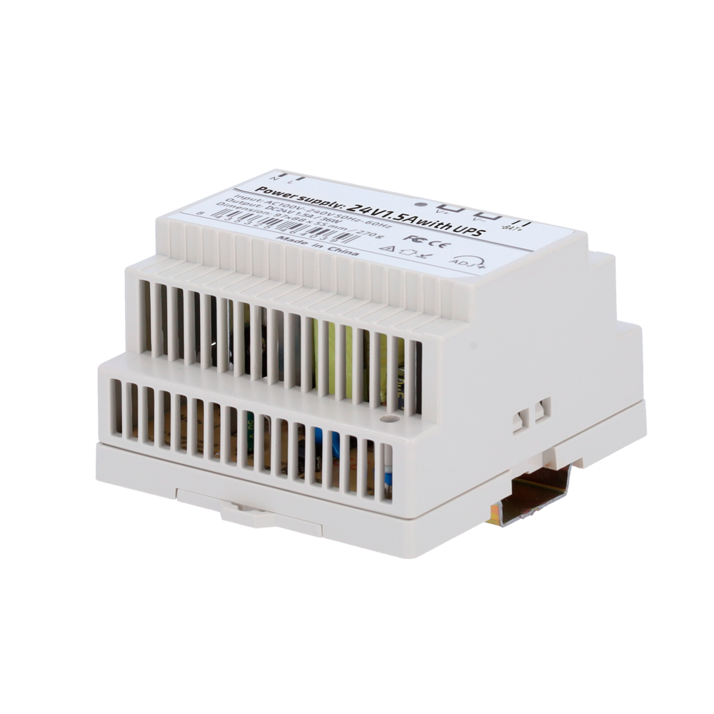 STEADY DC24V1A5-DIN-UPS-P - Fuente de alimentación - Salida DC 24 V 1.5 A / 36 W - Voltaje entrada AC 100V ~ 240V 50Hz-60Hz - 97 (Fo) x 55 (Al) x 88 (An) mm - Montaje en carril DIN - Protección: Sobrecarga/Sobrevoltaje/Cortocircuito - imagen 1