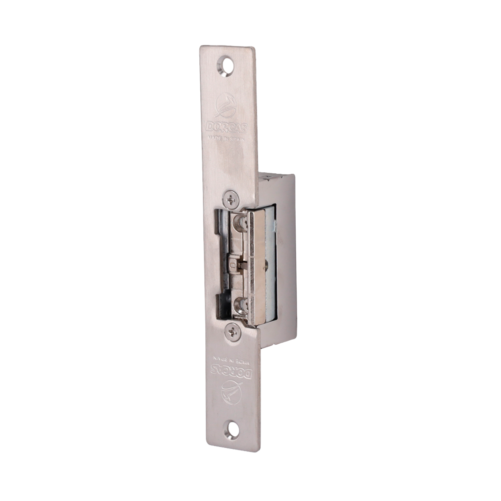 DORCAS DR-54ABF/SX - Abrepuertas eléctrico inoxidable Dorcas - Instalación con gran corte del marco - Pestillo regulable - NO Fail Secure | Hasta 330 kg - Alimentación AC/DC 8-12V - Memoria