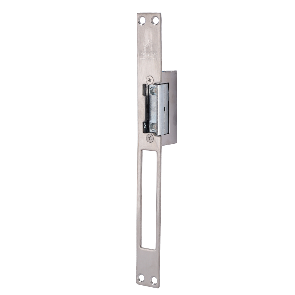 DORCAS DR-54NDF/MX - Abrepuertas eléctrico inoxidable Dorcas - Instalación con gran corte del marco - Pestillo regulable - NO Fail Secure | Hasta 330 kg - Alimentación AC/DC 8-12V - Paso libre y hembrilla