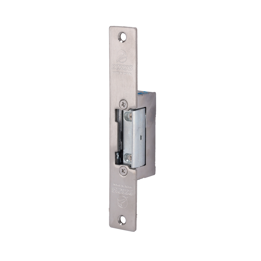 DORCAS DR-54NDF/SX - Abrepuertas eléctrico inoxidable Dorcas - Instalación con gran corte del marco - Pestillo regulable - NO Fail Secure | Hasta 330 kg - Alimentación AC/DC 8-12V - Paso libre