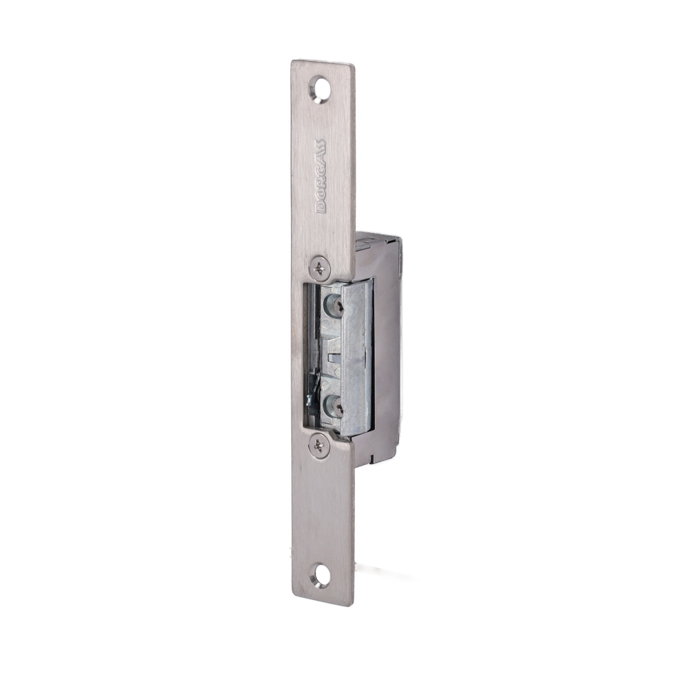 DORCAS DR-99ABDF/SX22 - Abrepuertas eléctrico inoxidable Dorcas - Instalación con corte del marco - Pestillo radial regulable - NO Fail Secure | Hasta 330 kg - Alimentación AC/DC 10-24V - Memoria y paso libre