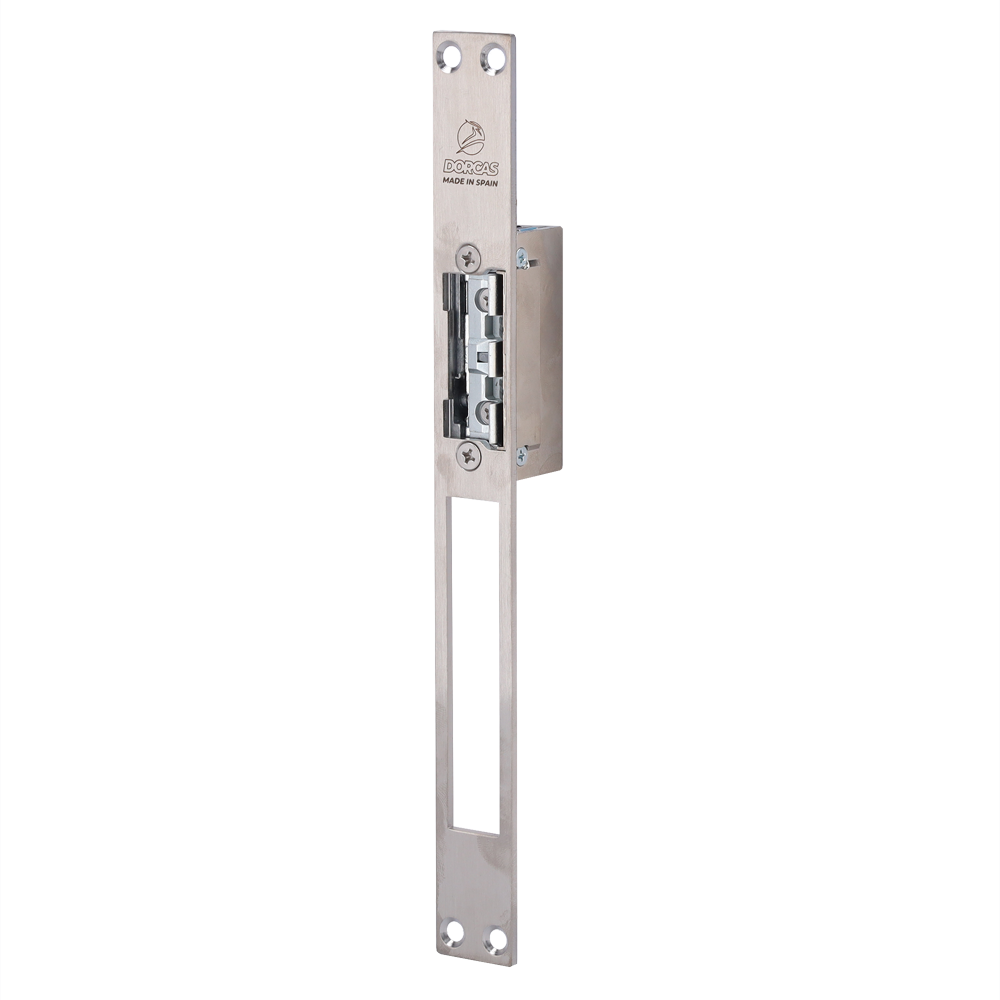 DORCAS DR-99ABF-TOP/YMX - Abrepuertas eléctrico inoxidable Dorcas - Plug&amp;Play instalación sin corte del marco - Pestillo radial regulable - NO Fail Secure | Hasta 330 kg - Alimentación AC/DC 10-24V - Memoria y hembrilla