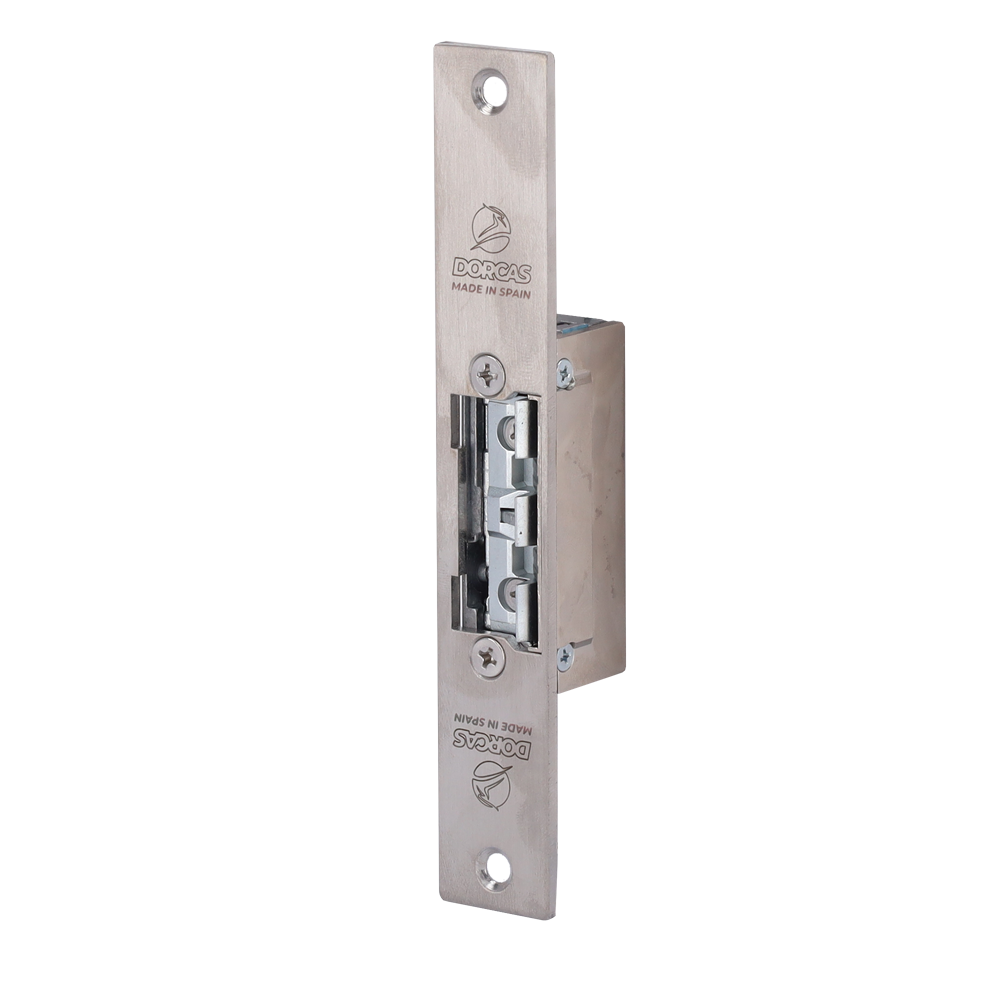 DORCAS DR-99ABF-TOP/YSX - Abrepuertas eléctrico inoxidable Dorcas - Plug&amp;Play instalación sin corte del marco - Pestillo radial regulable - NO Fail Secure | Hasta 330 kg - Alimentación AC/DC 10-24V - Memoria