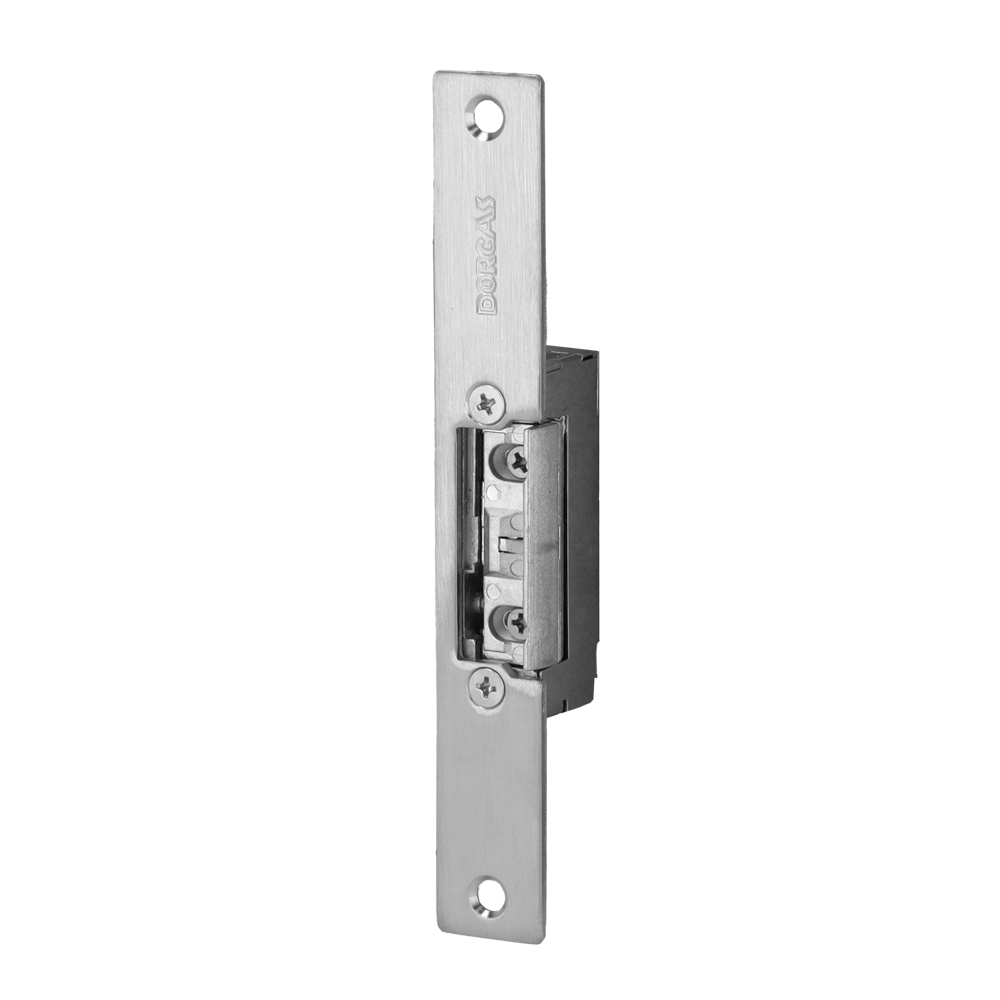 DORCAS DR-99ABF/SX22 - Abrepuertas eléctrico inoxidable Dorcas - Instalación con corte del marco - Pestillo radial regulable - NO Fail Secure | Hasta 330 kg - Alimentación AC/DC 10-24V - Memoria