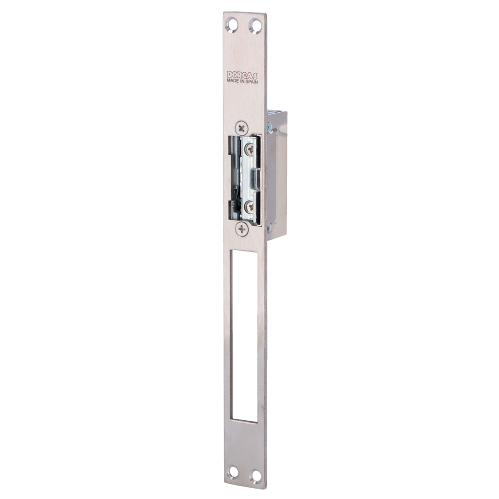 DORCAS DR-99NDF-TOP/YMX - Abrepuertas eléctrico inoxidable Dorcas - Plug&amp;Play instalación sin corte del marco - Pestillo radial regulable - NO Fail Secure | Hasta 330 kg - Alimentación AC/DC 10-24V - Paso libre y hembrilla