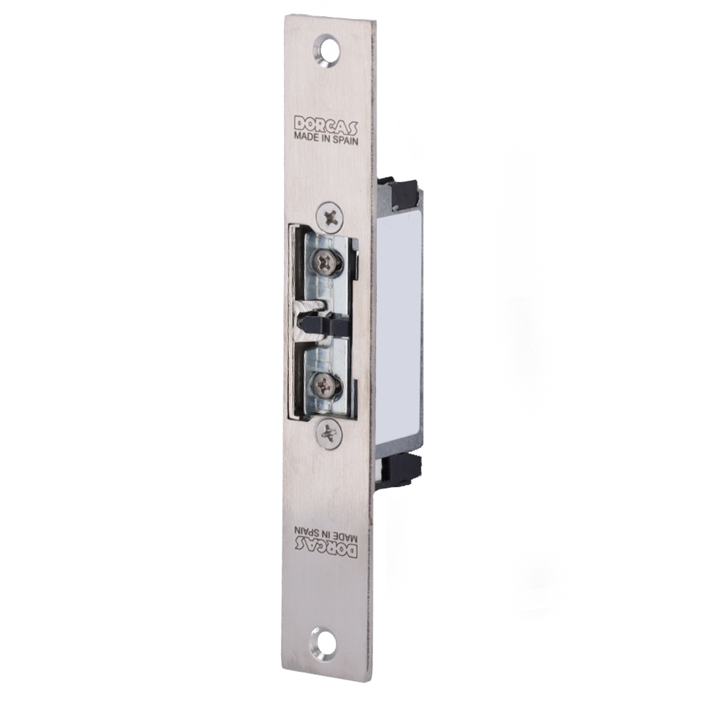 DORCAS DR-99NF-305-512-TOP/YSX - Abrepuertas eléctrico inoxidable Dorcas - Plug&amp;Play instalación sin corte del marco - Pestillo radial regulable - NC Fail Safe/Invertido | Hasta 330 kg - Alimentación DC 12V - Sensor de puerta