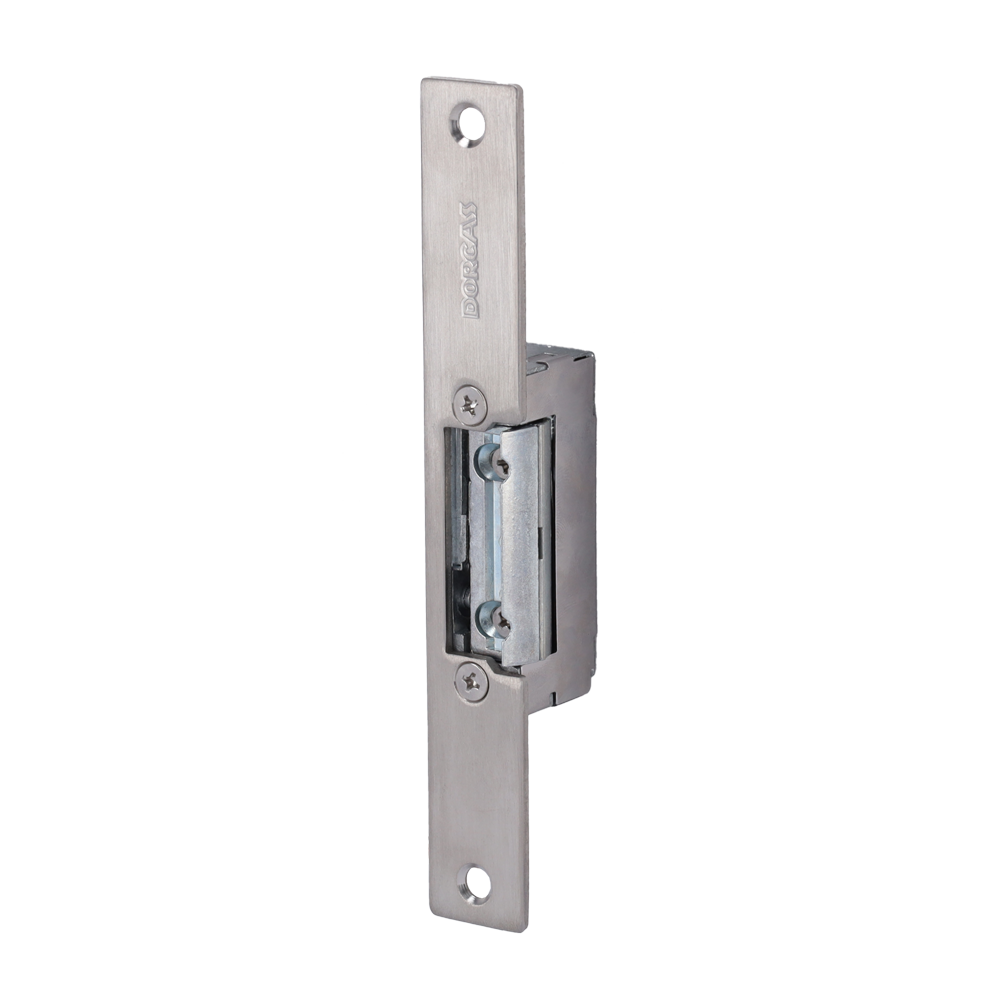 DORCAS DR-99NF-305/SX22 - Abrepuertas eléctrico inoxidable Dorcas - Instalación con corte del marco - Pestillo radial regulable - NO Fail Secure | Hasta 330 kg - Alimentación DC 12V - Sensor de puerta