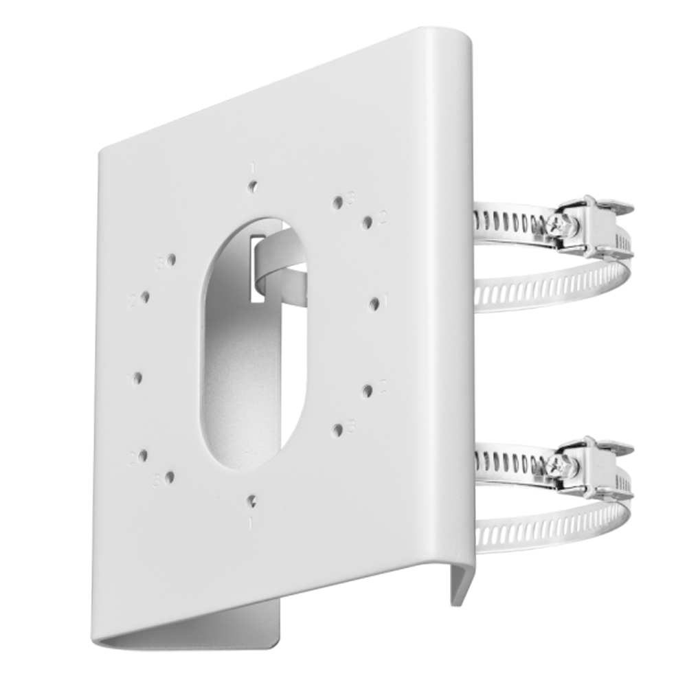 HIKVISION DS-1275ZJ-S-SUS - Soporte para mástiles/farolas - Para cámaras bullet - Rango diámetro 67~127 mm - Acero inoxidable con tratamiento anti-corrosión - Apto para uso en exterior - Color blanco | 144(Al) x 131.6(An) x 44.3(Fo) mm - imagen 1