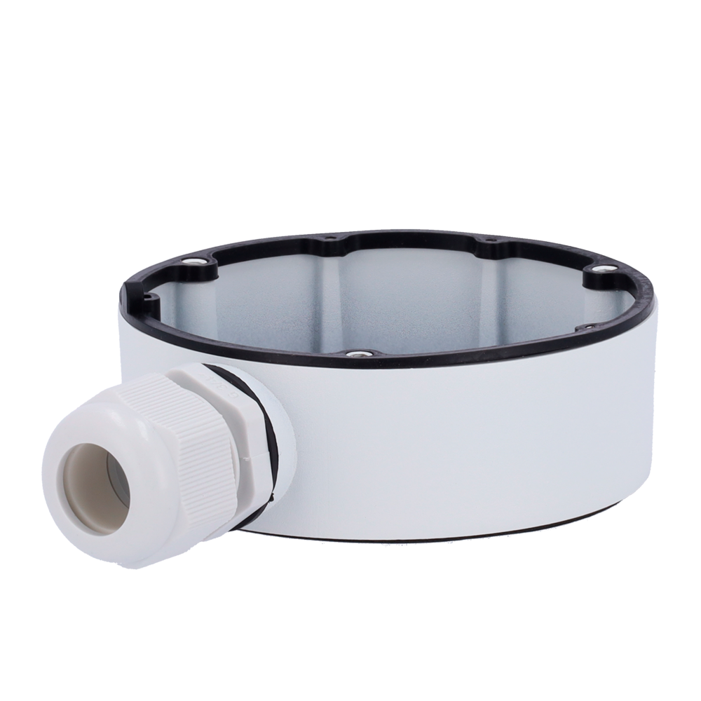 HIKVISION DS-1280ZJ-DM18 - Caja de conexiones - Para cámaras domo - Apto para uso exterior - Instalación en techo o pared - Color blanco | 37 (Al) x 111 (Ø) x 141.7 (Fo) mm - Pasador de cables - imagen 1
